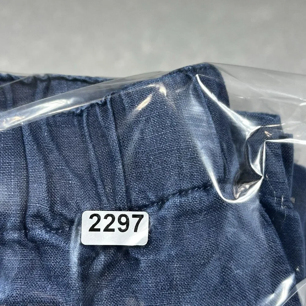 Quince Pants Womens Small Blue Cotton Linen Twill Straight Leg Pant Pockets